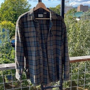 L.L. Bean Men's Plaid Casual Button Down Shirt - Green and Blue